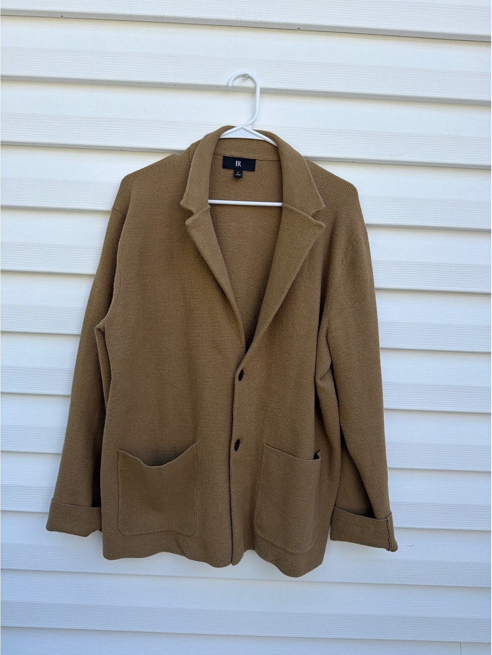 Banana Republic Women's L Brown Knit Blazer Cardigan Two Button Pocket Jacket
